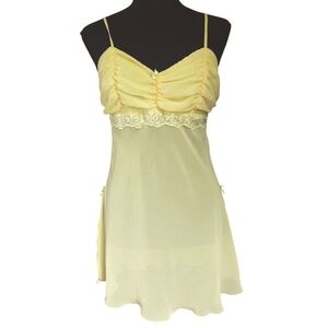 Vintage Womens L L.A. Intimates Babydoll Lingerie‎ Top Sheer Yellow